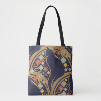 Art Deco Kat Bloemmotief Boodschappentassen Tote Bag