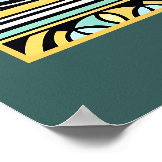 Art Deco Kat en Vis Ontmoeting - Nieuwsgierige oge Poster (Hoek)