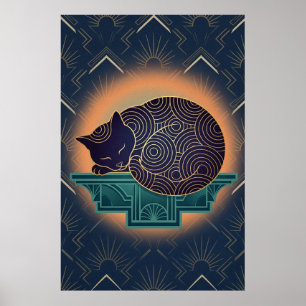Art Deco Kat Vis Trofee Muur Kunst Poster
