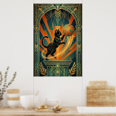 Art Deco Kat Vis Trofee Muur Kunst Poster (Keuken)