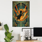 Art Deco Kat Vis Trofee Muur Kunst Poster (Thuiskantoor)