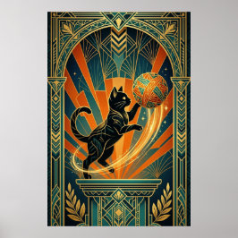 Art Deco Kat Vis Trofee Muur Kunst Poster