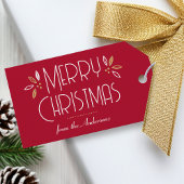 Art Deco Kerst Elegante Typografie Deep Red Cadeaulabel