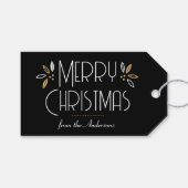 Art Deco Kerst Elegante Typografie Zwart Goud Cadeaulabel (Voorkant (Horizontaal))