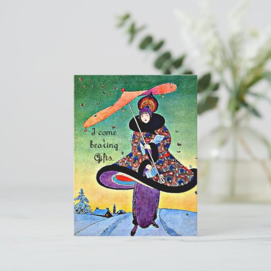 Art Deco-kerst Feestdagenkaart (Staand voorkant)