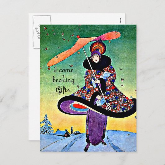 Art Deco-kerst Feestdagenkaart (Voorkant / Achterkant)