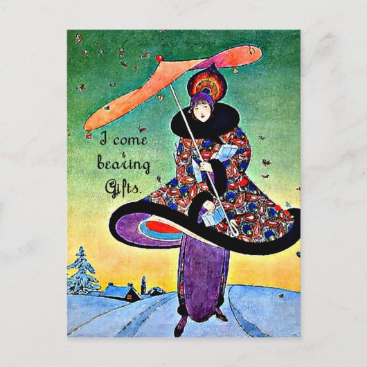 Art Deco-kerst Feestdagenkaart (Voorkant)