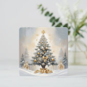 Art Deco Kerst Luxe Gouden Bogen en Geschenken Feestdagenkaart (Staand voorkant)