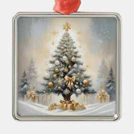 Art Deco Kerst Luxe Gouden Bogen en Geschenken Metalen Ornament