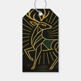 Art Deco Kerst Reindeer Cadeaubijslage Cadeaulabel