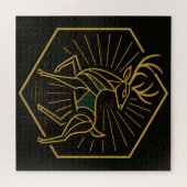 Art Deco Kerst Rendier Vierkante Legpuzzel (Horizontaal)