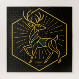 Art Deco Kerst Rendier Vierkante Legpuzzel