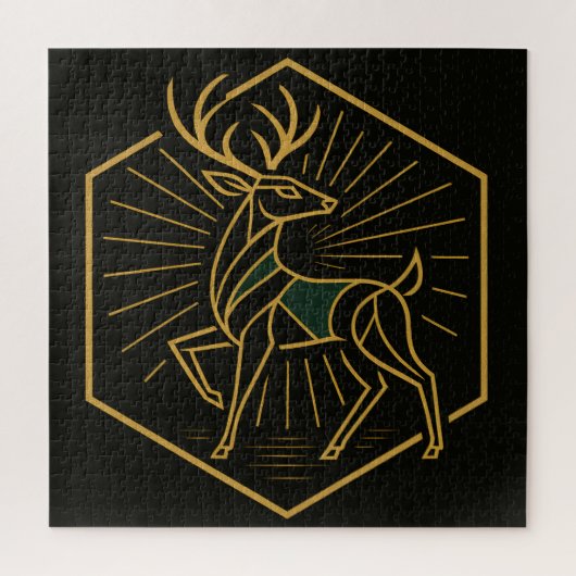 Art Deco Kerst Rendier Vierkante Legpuzzel (Verticaal)