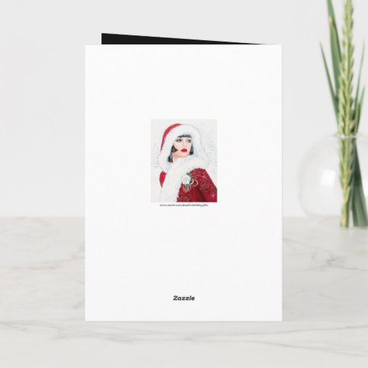 art deco kerst retro dame voeg bericht toe feestdagen kaart (Achterkant)