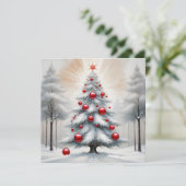 Art Deco Kerst Rode Ornamenten Winter Feestdagenkaart (Staand voorkant)