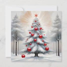 Art Deco Kerst Rode Ornamenten Winter Feestdagenkaart