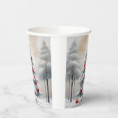 Art Deco Kerst Rode Ornamenten Winter Papieren Bekers (Links)