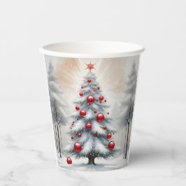 Art Deco Kerst Rode Ornamenten Winter Papieren Bekers