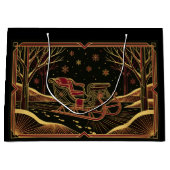 Art Deco Kerst slee cadeautaszak Groot Cadeauzakje (Voorkant)