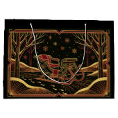 Art Deco Kerst slee cadeautaszak Groot Cadeauzakje (Achterkant)