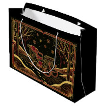 Art Deco Kerst slee cadeautaszak