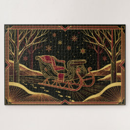 Art Deco Kerst slee troebel puzzel