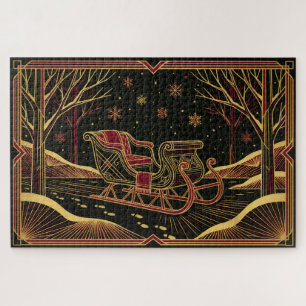 Art Deco Kerst slee troebel puzzel