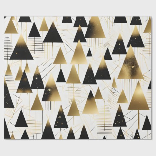 Art Deco kerstbomen inpakpapier (Vlak)