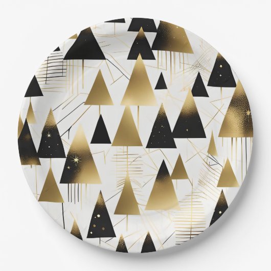 art deco kerstbomen papieren bord (Voorkant)