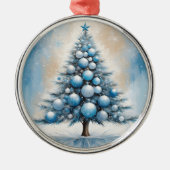 Art Deco Kerstboom Blauw Luxe Ornamenten (Voorkant)