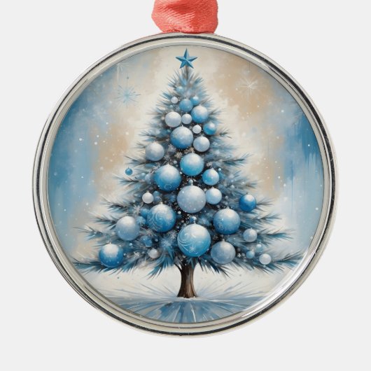 Art Deco Kerstboom Blauw Luxe Ornamenten (Voorkant)