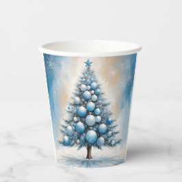 Art Deco Kerstboom Blauw Luxe Ornamenten Papieren Bekers