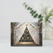 Art Deco Kerstboom briefkaart (Staand voorkant)