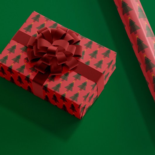 Art Deco Kerstboom Cadeaupapier