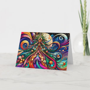 Art Deco kerstboom Feestdagen Kaart
