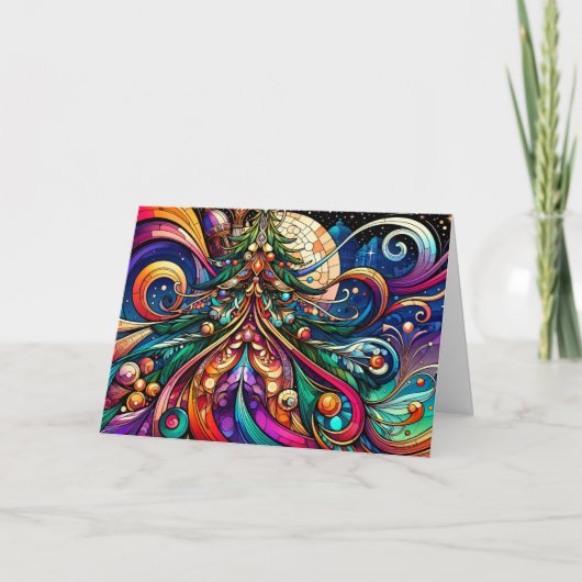 Art Deco kerstboom Feestdagen Kaart (Voorkant)