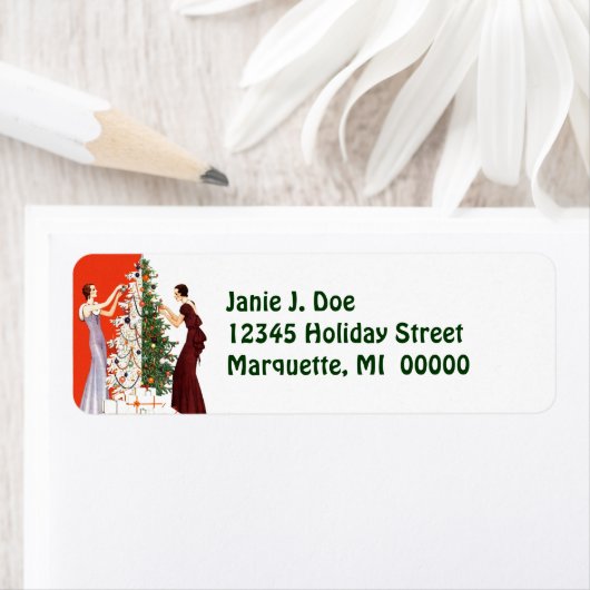 Art Deco kerstboom traditie labels (Insitu)