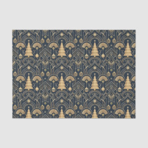 Art Deco kerstboompatroon in marineblauw Tissuepapier