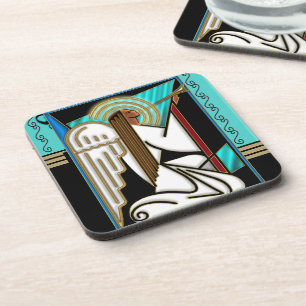 Art Deco Kerstengel (keramische tegel) Bier Onderzetter