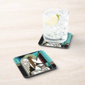 Art Deco Kerstengel (keramische tegel) Bier Onderzetter (Rechterzijde)