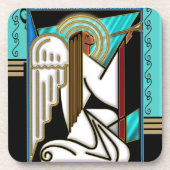 Art Deco Kerstengel (keramische tegel) Bier Onderzetter (Voorkant)