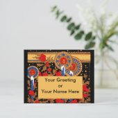 Art Deco Kerstkaarsen en Holly Feestdagenkaart (Staand voorkant)