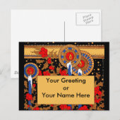 Art Deco Kerstkaarsen en Holly Feestdagenkaart (Voorkant / Achterkant)