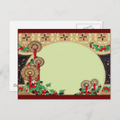 Art Deco Kerstkaarsen Feestdagenkaart (Voorkant / Achterkant)