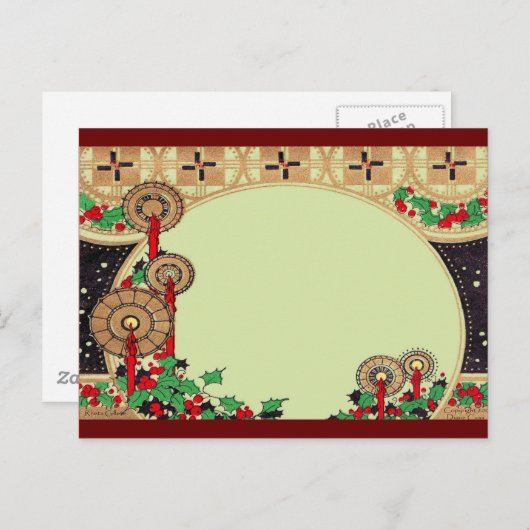 Art Deco Kerstkaarsen Feestdagenkaart (Voorkant / Achterkant)