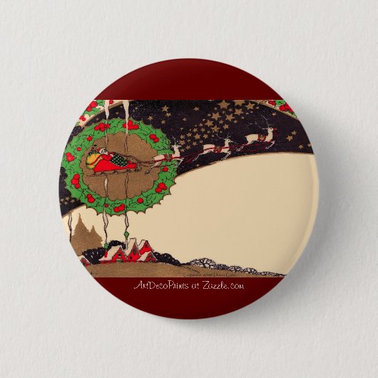 Art Deco-kerstkerstkerstButton Ronde Button 5,7 Cm (Voorkant)