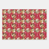 Art Deco Kerstmis Aangepaste Foto's Rood Groen Bla Inpakpapier Vel (Voorkant)