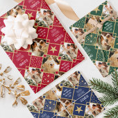 Art Deco Kerstmis Aangepaste Foto's Rood Groen Bla Inpakpapier Vel