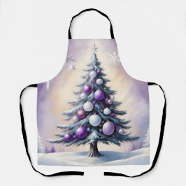 Art Deco Kerstmis Paarse en Zilveren Nevel  Schort