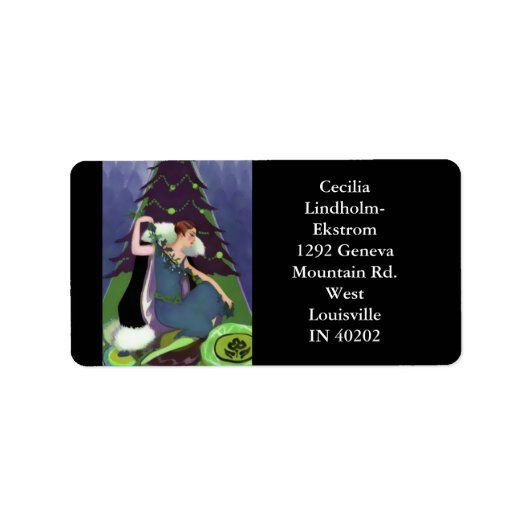 ART DECO KERSTMIS, PASCALINE, Blauw, Groen, Paarse Etiket (Voorkant)